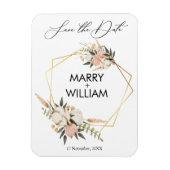 ミニマリストは日付の結婚金ゴールドの葉を保存 マグネット (縦)