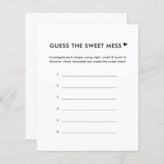 ミニマリストは甘い混乱ゲームカードを推測 (正面/裏面)