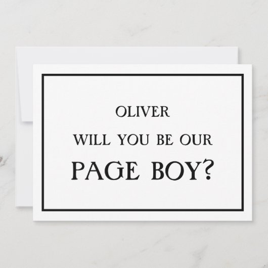 ミニマリストは私たちのページボーイプロポーションホワイト 招待状 (正面)