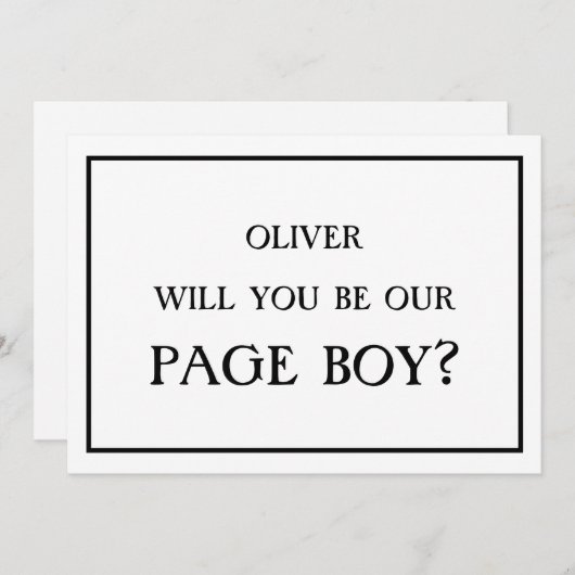 ミニマリストは私たちのページボーイプロポーションホワイト 招待状 (正面/裏面)