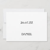 ミニマリストは私のグロムスマン提案ブラックになる 招待状 (裏面)