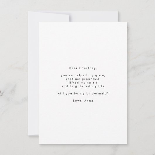 ミニマリストは私のブライドメイド提案カード サンキューカード (裏面)