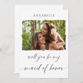 ミニマリストは私のメイド・オブ・オーナー(花嫁付き添い人)写真 招待状 (正面/裏面)