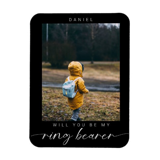 ミニマリストは私のリングや輪になりますベアラー写真ダーク マグネット (縦)