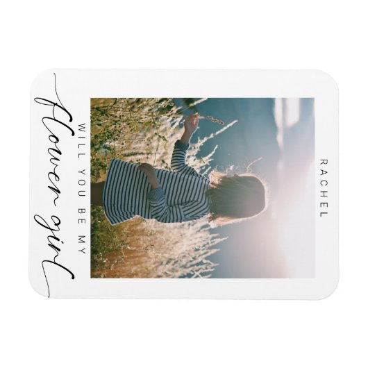 ミニマリストは私の花の女の子になるフォトシック マグネット (横)