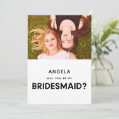 ミニマリストは私のbridesmaidの写真カードになる 招待状 (スタンド正面)