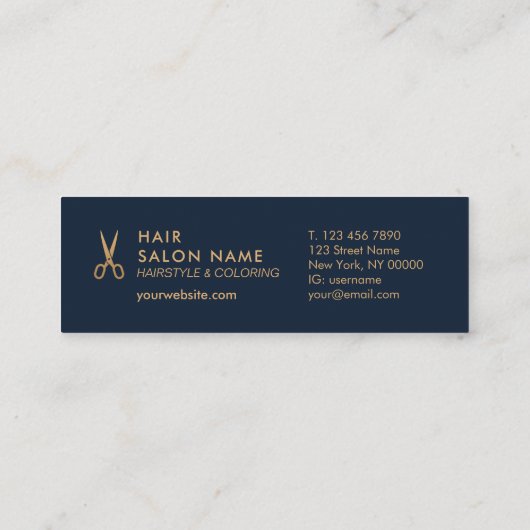 ミニマリストは美容師の小型ロイヤリティカードを切ります スキニー名刺 (裏面)