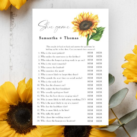 ミニマリストひまわりブライダルシャワーシューゲーム