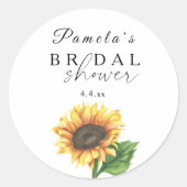 ミニマリストひまわり ブライダルシャワー ラウンドシール (正面)