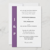 ミニマリストほこりっぽいバイオレットホワイトモノグラム 招待状 (正面)