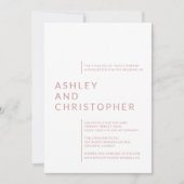 ミニマリストほこりっぽいバラの孤立した名結婚前 招待状 (正面)