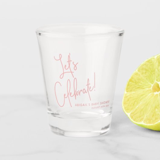 ミニマリストほこりっぽいバラピンクベビーシャワーの好意 ショットグラス (正面)