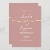ミニマリストほこりっぽいバラ結婚書道 招待状 (正面/裏面)