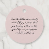 ミニマリストほこりっぽいピンクの書道台本ありがとう フェイバータグ (裏面)