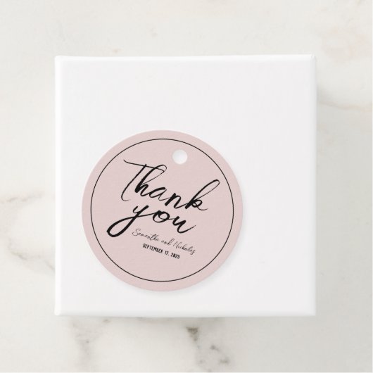 ミニマリストほこりっぽいピンクの書道台本ありがとう フェイバータグ (インサイチュ)