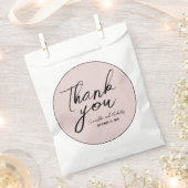 ミニマリストほこりっぽいピンクの書道台本ありがとう フェイバーバッグ (クリップ留めされた状態)