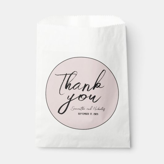 ミニマリストほこりっぽいピンクの書道台本ありがとう フェイバーバッグ (正面)