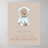 ミニマリストほこりっぽい青bearly待ち赤ちゃんシャワー ポスター (正面)