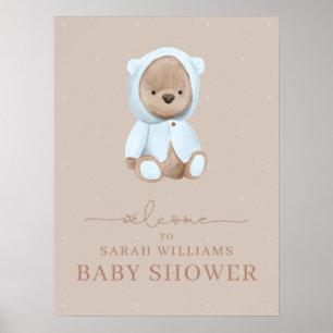 ミニマリストほこりっぽい青bearly待ち赤ちゃんシャワー ポスター