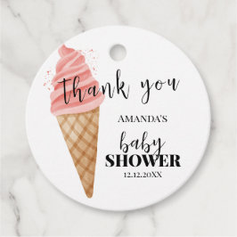 ミニマリストアイスクリームスクープ赤ちゃんシャワーありがとう フェイバータグ