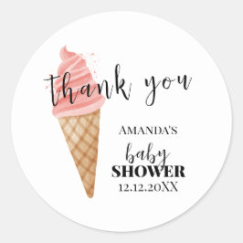 ミニマリストアイスクリームスクープ赤ちゃんシャワーありがとう ラウンドシール