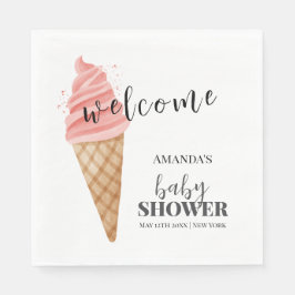 ミニマリストアイスクリームスクープ赤ちゃんシャワー歓迎 スタンダードランチョンナプキン