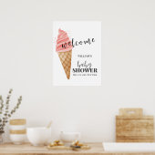 ミニマリストアイスクリームスクープ赤ちゃんシャワー歓迎 ポスター (キッチン)