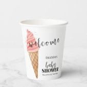 ミニマリストアイスクリームスクープ赤ちゃんシャワー歓迎 紙コップ (裏面)
