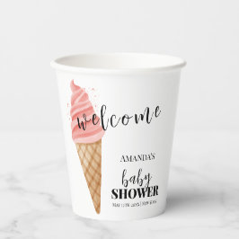 ミニマリストアイスクリームスクープ赤ちゃんシャワー歓迎 紙コップ