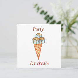ミニマリストアイスクリームパーティー サンキューカード