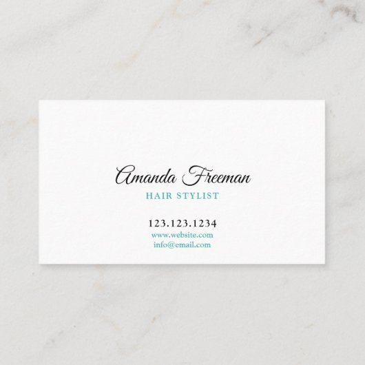 ミニマリストアクアアンドブラック美容師 名刺 (裏面)