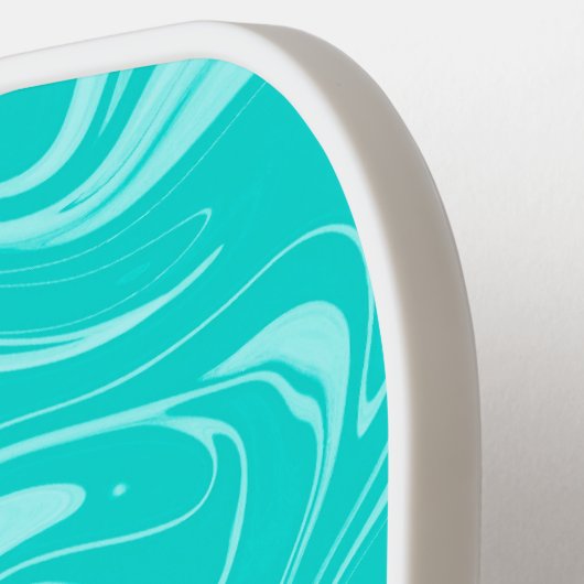 ミニマリストアクアブルーとホワイトモノグラモダンム ピックルボールラケット (左詳細)