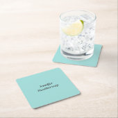 ミニマリストアクアブルーのカスタム名 スクエアペーパーコースター (インサイチュ)
