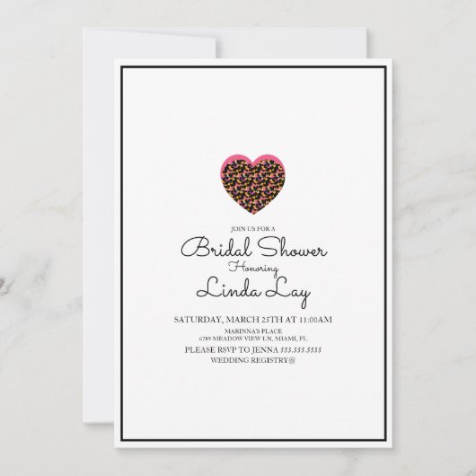 ミニマリストアニマルキャットチータサファリブライダルシャワー 招待状 (正面)