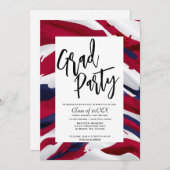 ミニマリストアメリカ国旗高校卒業パーティー 招待状 (正面/裏面)