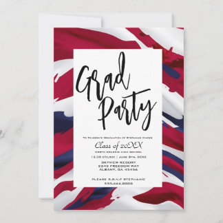 ミニマリストアメリカ国旗高校卒業パーティー 招待状