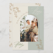 ミニマリストアルチファミリーフォトホリデーカード 招待状 (正面/裏面)