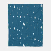 ミニマリストアルパインスキーヤーズスキーイラストレーションブルー フリースブランケット (正面)