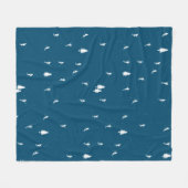 ミニマリストアルパインスキーヤーズスキーイラストレーションブルー フリースブランケット (正面(横))