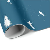 ミニマリストアルパインスキーヤーズスキーイラストレーションブルー ラッピングペーパー (ロールコーナー)