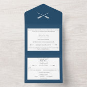 ミニマリストアローズウェディング | マルセイユブルー オールインワン招待状 (内側)