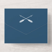 ミニマリストアローズウェディング | マルセイユブルー オールインワン招待状 (裏面)