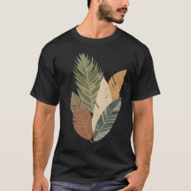 ミニマリストアーストーンボタニカルリーブスTシャツ