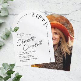 ミニマリストアーチアダルト50誕生日 招待状