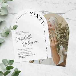 ミニマリストアーチアダルト60誕生日 招待状