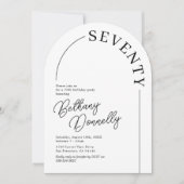 ミニマリストアーチアダルト70誕生日 招待状 (正面)