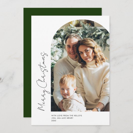 ミニマリストアーチオフセンターフォトクリスマスカード シーズンカード (正面/裏面)