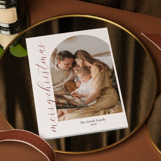 ミニマリストアーチクリスマスフォトカード 招待状