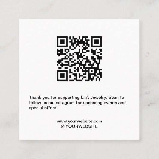 ミニマリストアーチハンドメイドジュエリーイヤリングディスプレイ スクエア名刺 (裏面)