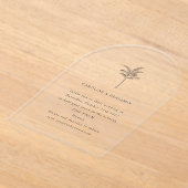 ミニマリストアーチパームツリーラインアートエレガントな結婚式 アクリル招待状 (レイダウン)